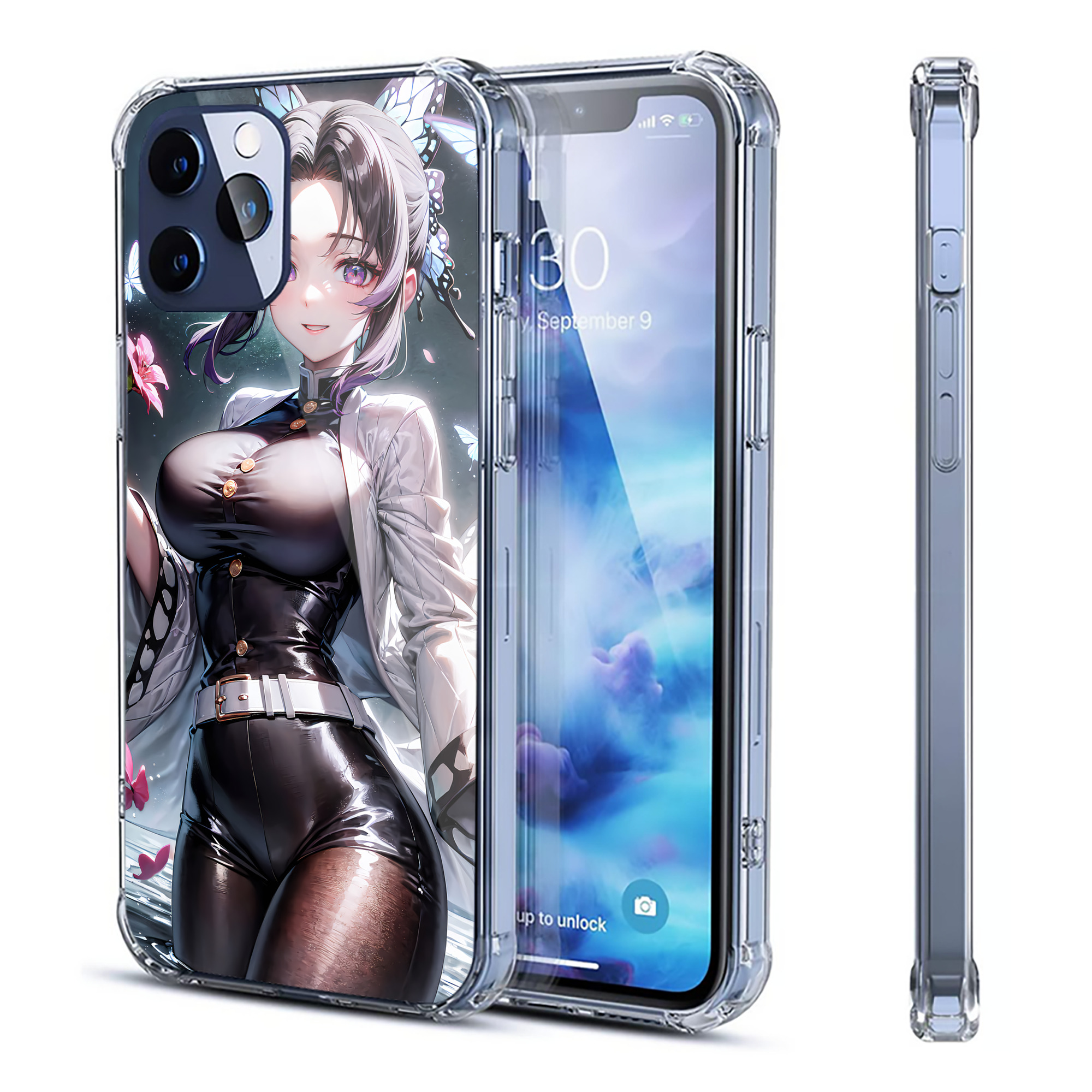 （画像用） 鬼滅の刃（きめつのやいば）蟲柱-胡蝶 しのぶ／こちょう しのぶ Kochou Shinobu 【iPhone 12シリーズ対応】透明スマホケース（クリアソフトケース）